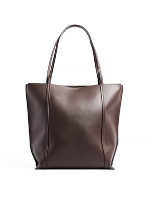 Brown Borsa tote squadrata in pelle