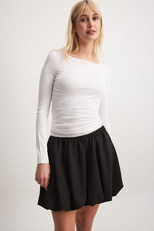 Black Bubble Hem Mini Skirt