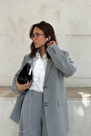 Light Grey Oversized gemêleerde blazer