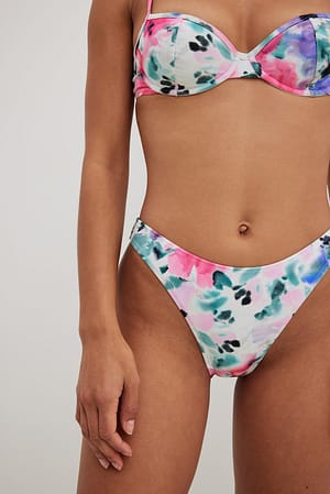 Soft Floral Pattern Slip bikini sgambato