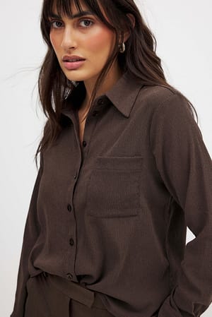 Brown Chemise structurée à manches longues et poche