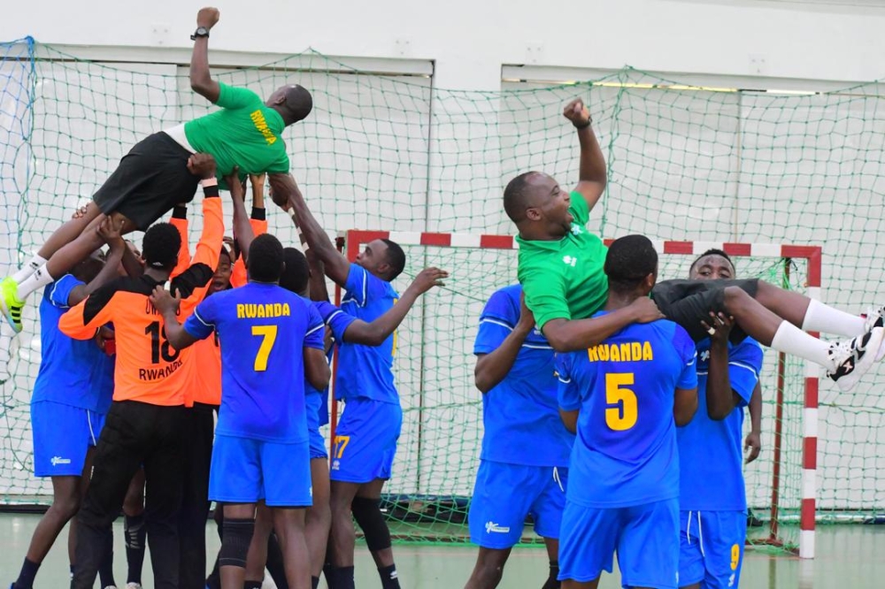 Rwanda U20 players in celebrations after beating Zimbabzwe 55-23 on Monday, November 4-courtesy