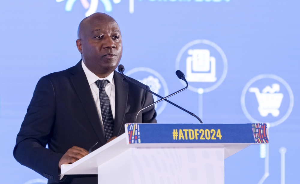 Prime Minister Edouard Ngirente delivers his remarks  during the opening of  the Africa Trade Development Forum in Kigali on Monday, December 2. Courtesy.