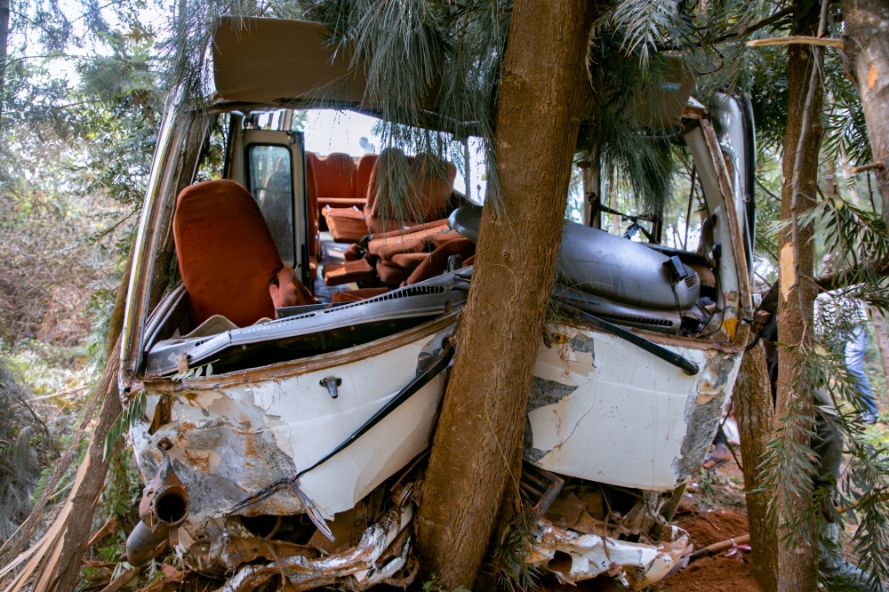 A scene of accident that involved a school bus at Rebero in Kicukiro District on January 9, 2023. Photo by Craish Bahizi