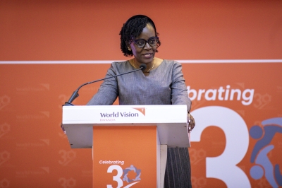 Pauline Okumu, the National Director of World Vision Rwanda delivers her remarks during the celebration of the 30th anniversary on Tuesday, December 3. Photos by Emmanuel Dushimimana