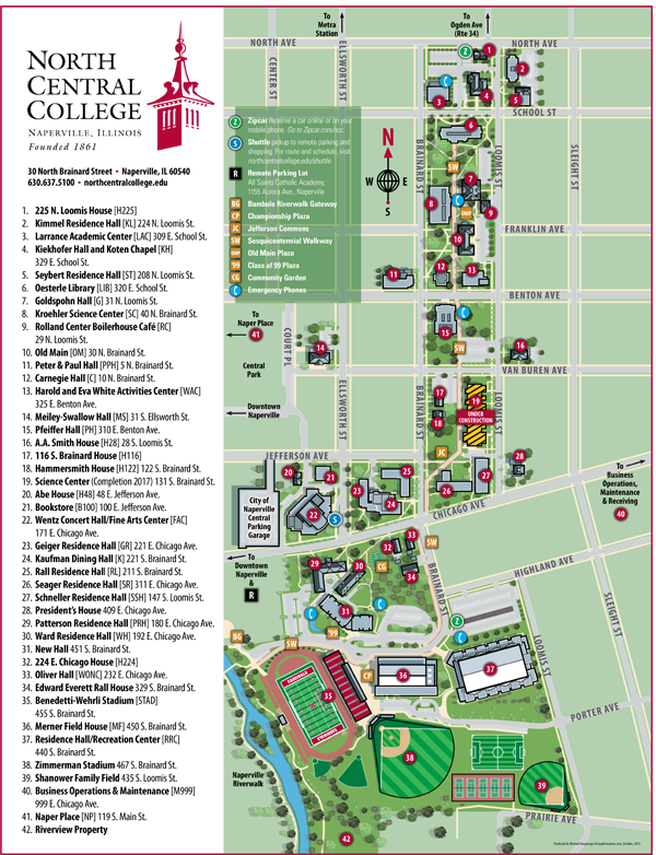 North Central College Campus Map - Map Of Rose Bowl