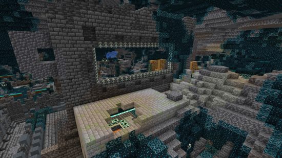 Minecraft Ancient City: An Ancient City intersecting with a Stronghold, with the End Portal in view