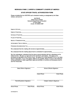 Travel consent form