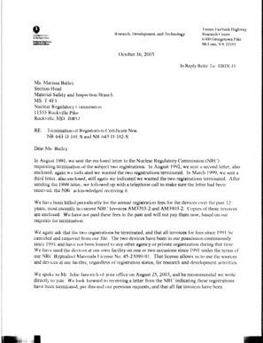 New members welcome - Letters dated October 16, 2003, August 18, 1992, August 2, 1991 requesting Termination of Registration Certificates NR-643-D-101-S & NR-643-D-102-S. - pbadupws nrc