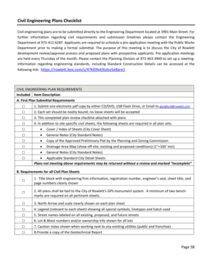 Civil Engineering Plans Checklist - Rowlett TX - ci rowlett tx