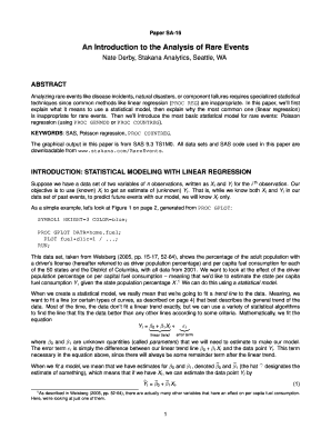 Sample abstract for research paper - An Introduction to the Analysis of Rare Events MWSUG 2011 Data Presentation - mwsug