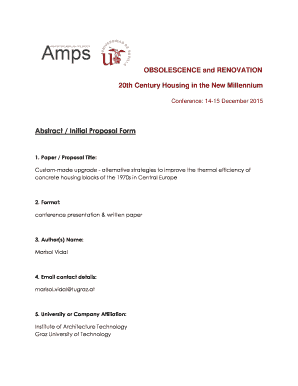 OBSOLESCENCE and RENOVATION 20th Century Housing in the New Millennium Conference: 1415 December 2015 Abstract / Initial Proposal Form 1