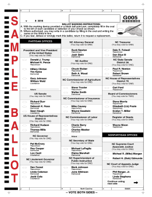 Fillable Online Sample Ballots - Cabarrus County Fax Email Print ...