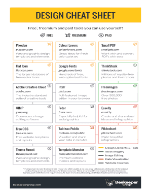 Fillable Online DESIGN CHEAT SHEET Fax Email Print - pdfFiller