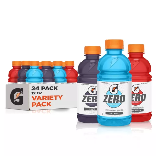 (24 PACK) GATORADE G Zero Thirst Quencher Variety Sports Energy Drinks ...