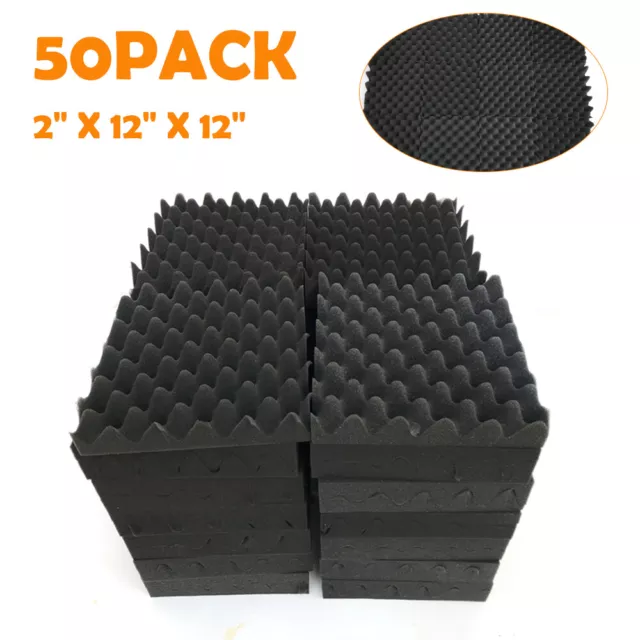 50 PACK 12&X12&X2& Acoustic Panels Studio Soundproofing Foam Egg Crate ...