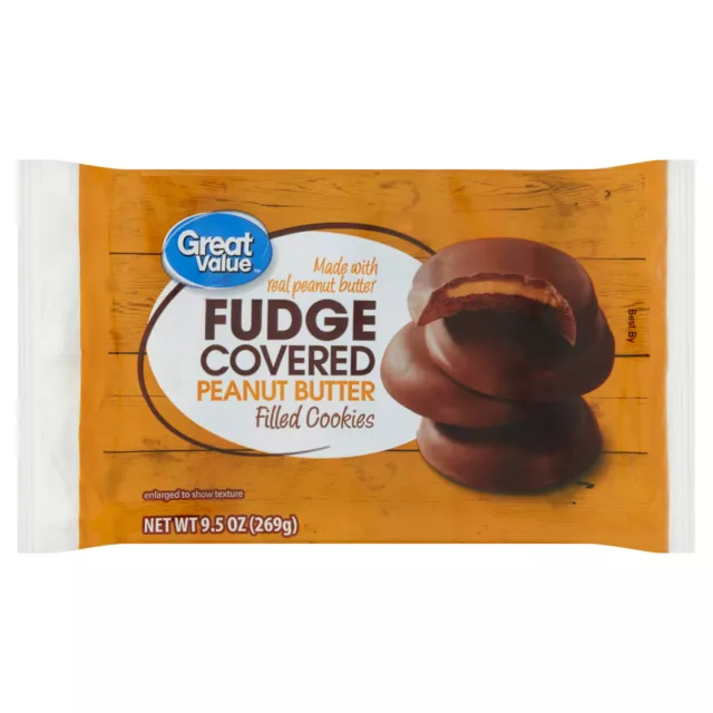 GREAT VALUE FUDGE-COVERED Peanut Butter-Filled Cookies, 9.5 oz $5.99 ...