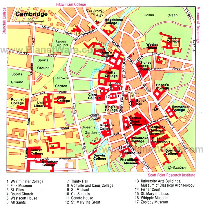 Cambridge Tourist Map