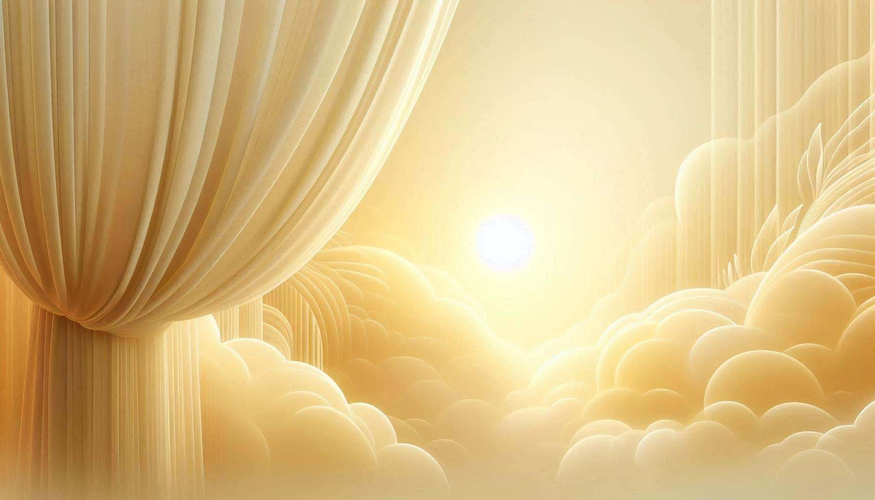 beautiful light yellow background with mountain and sun and cloud