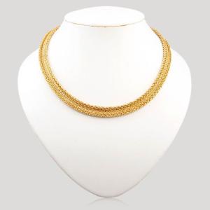 Yellow Gold Textured Mesh Necklace