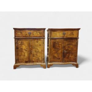 Pair Of Small Veneered Sideboards - 18th Century