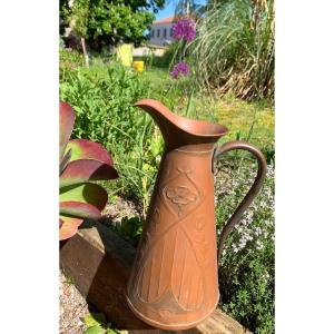 Large Art Nouveau Copper Jug 