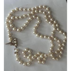 6099- Pearl Necklace 94 Cm Yellow Gold Clasp