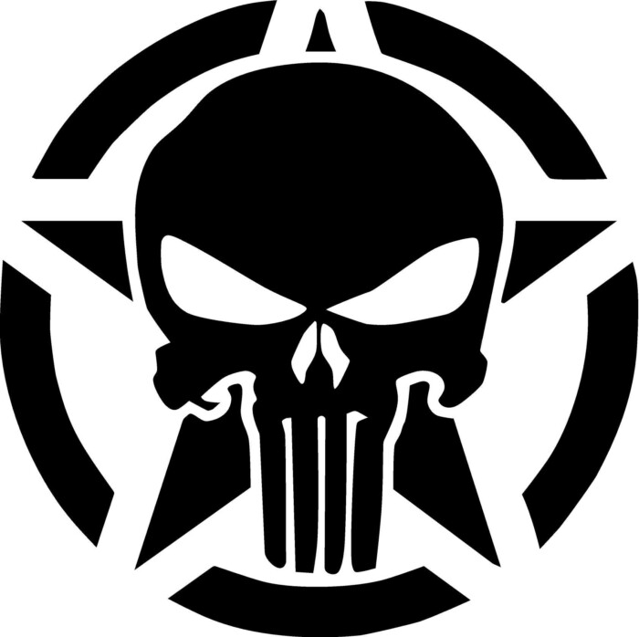 US-ARMY-STAR-WiTH-punisher-SKULL-DECAL - Pro Sport Stickers