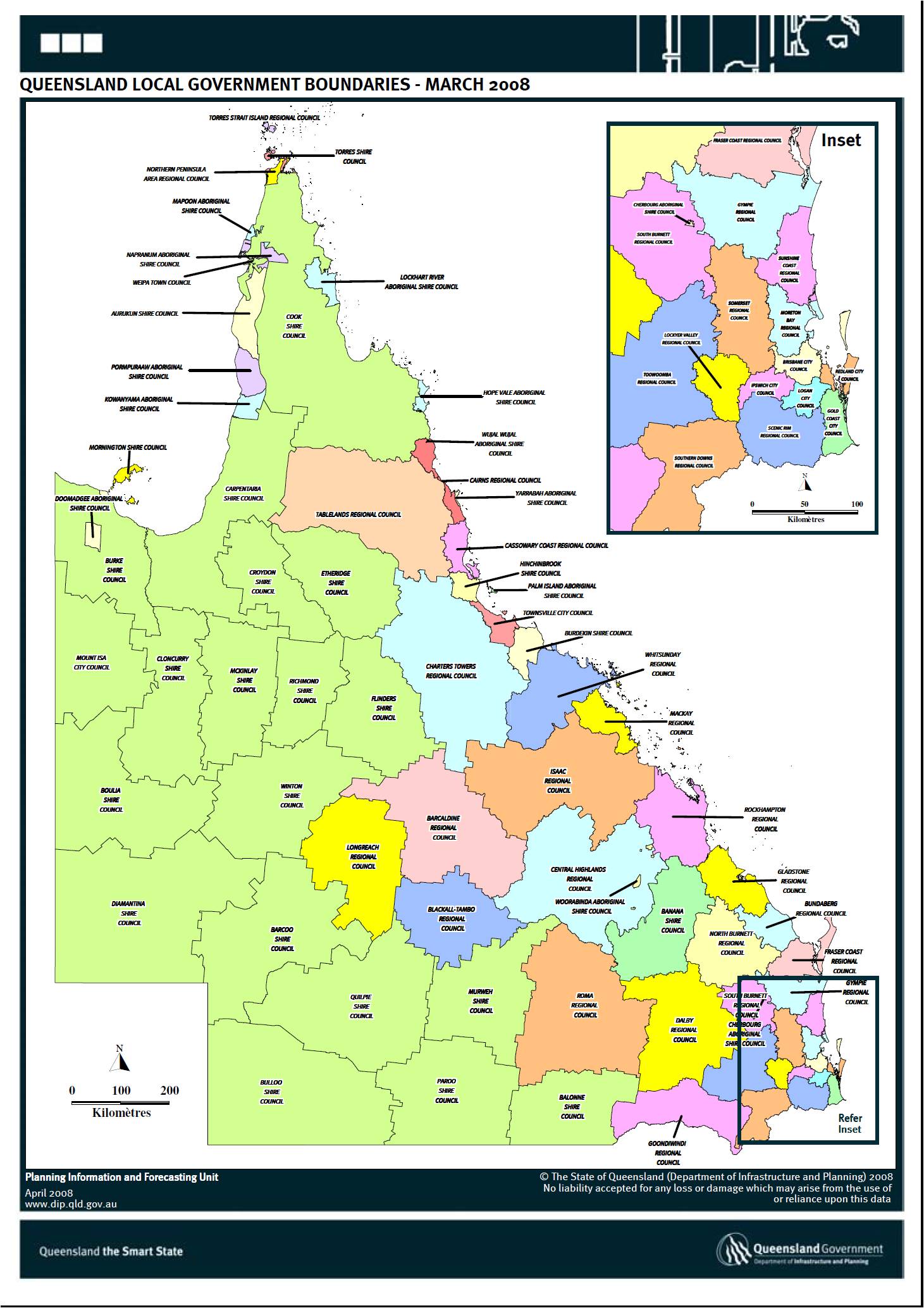 Queensland Local Government Areas Map With Hang Rails Mapworld Riset ...