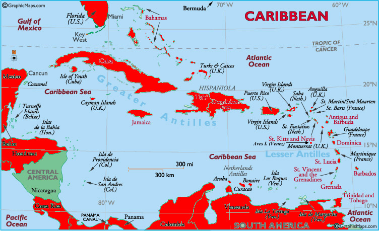 Caribbean Countries And Capitals Map