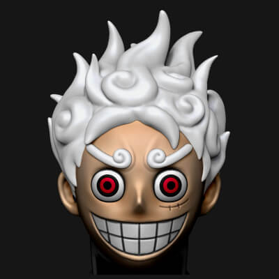 Luffy Gear 5 Head Mask Wearable - One Piece Cosplay 3D Model