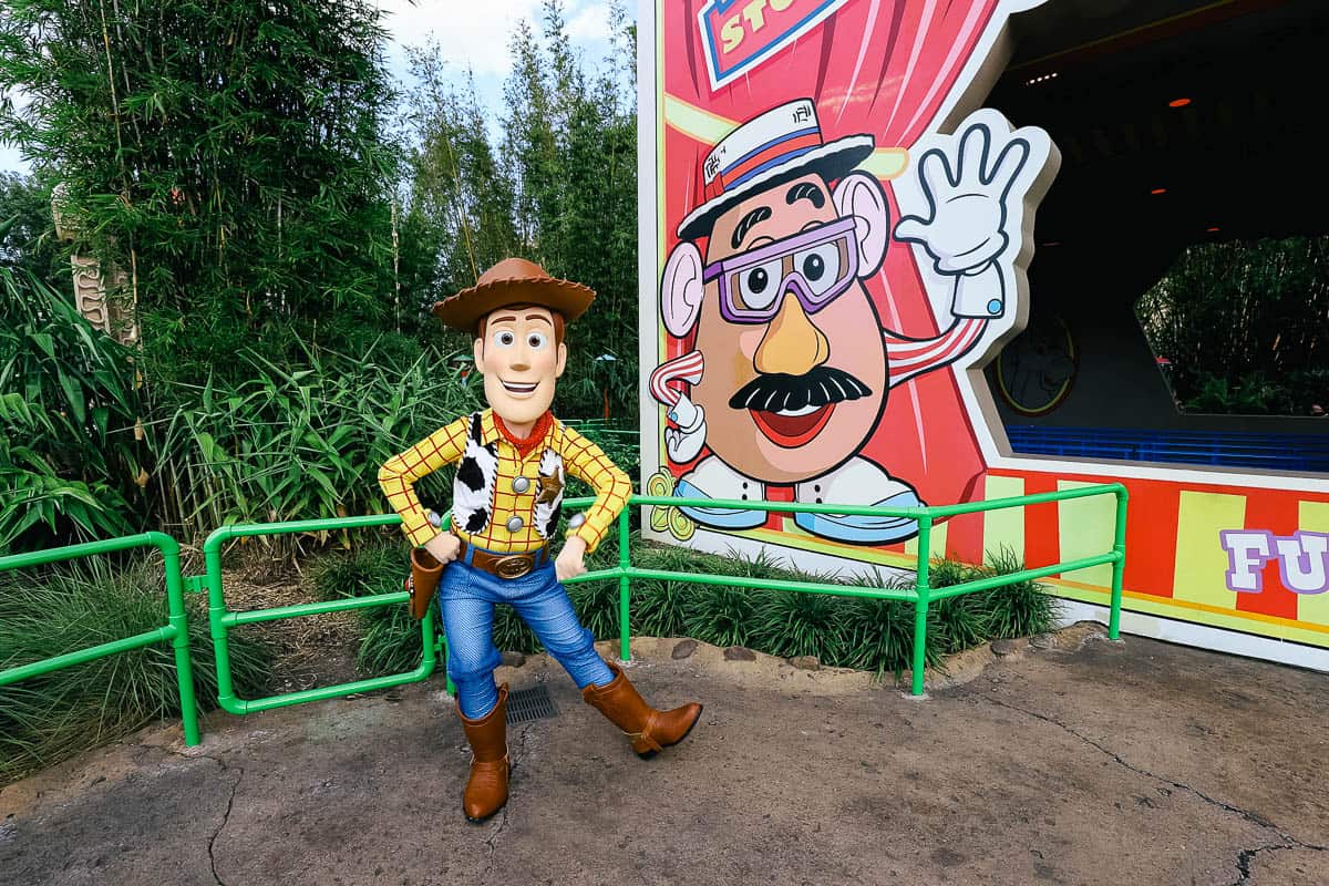 Woody poses with his boot kicked out. 