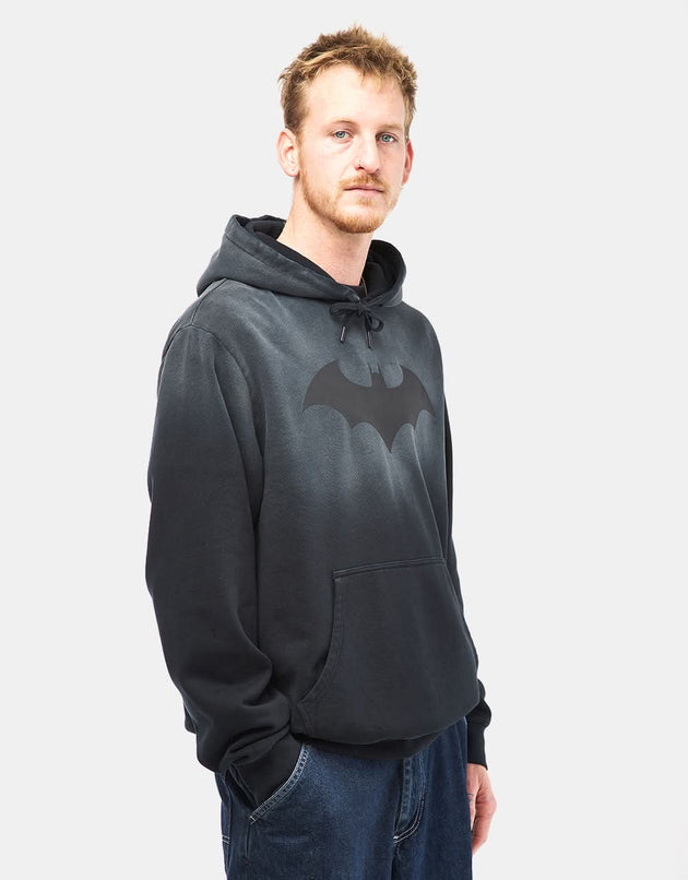 Welcome x Batman Bat Logo Enzyme-Washed Custom Sun-Fade Pullover Hoodie - Black