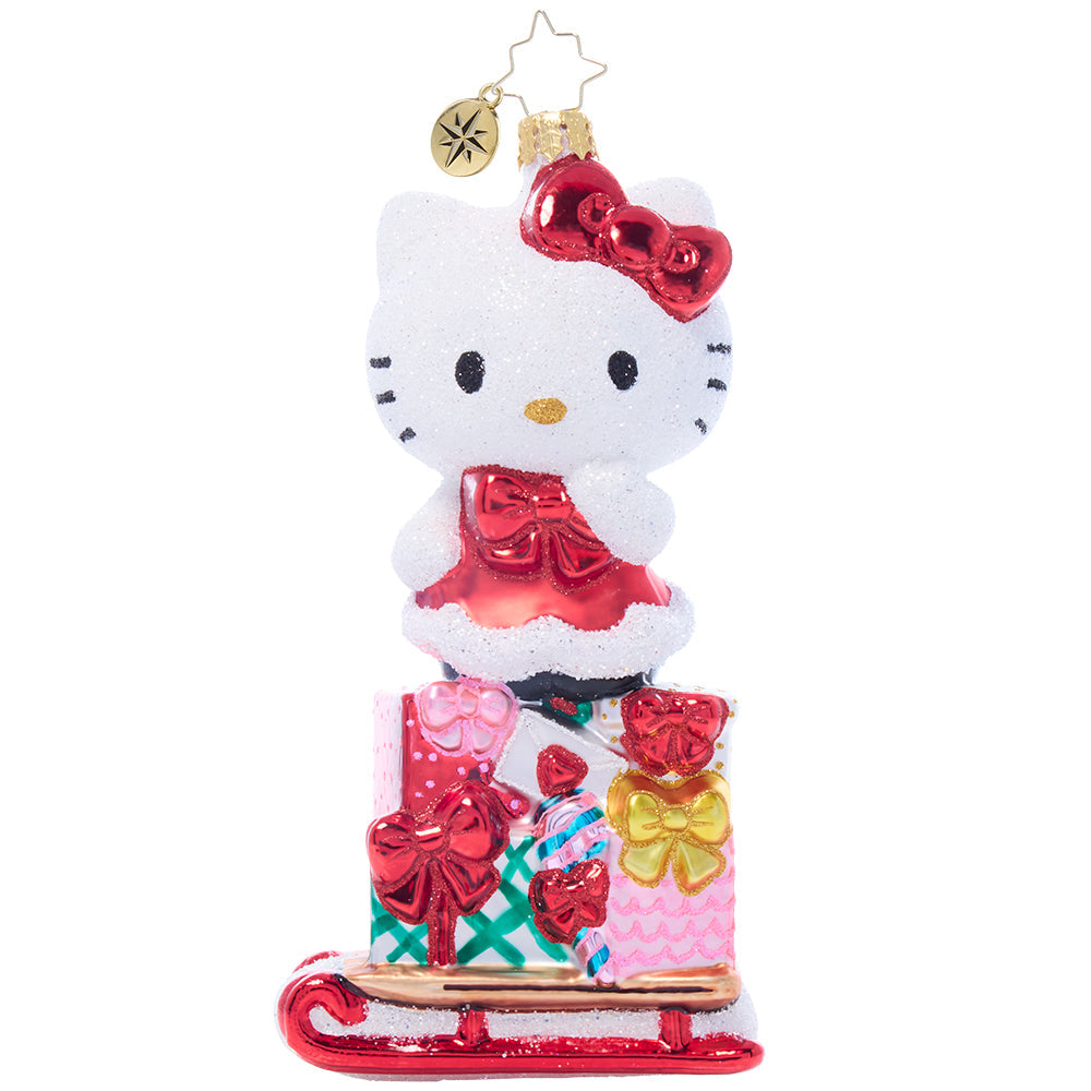 Hello Kitty x Christopher Radko Handmade Glass Ornament (Happy Holidays) Seasonal RAUCH BRANDS   