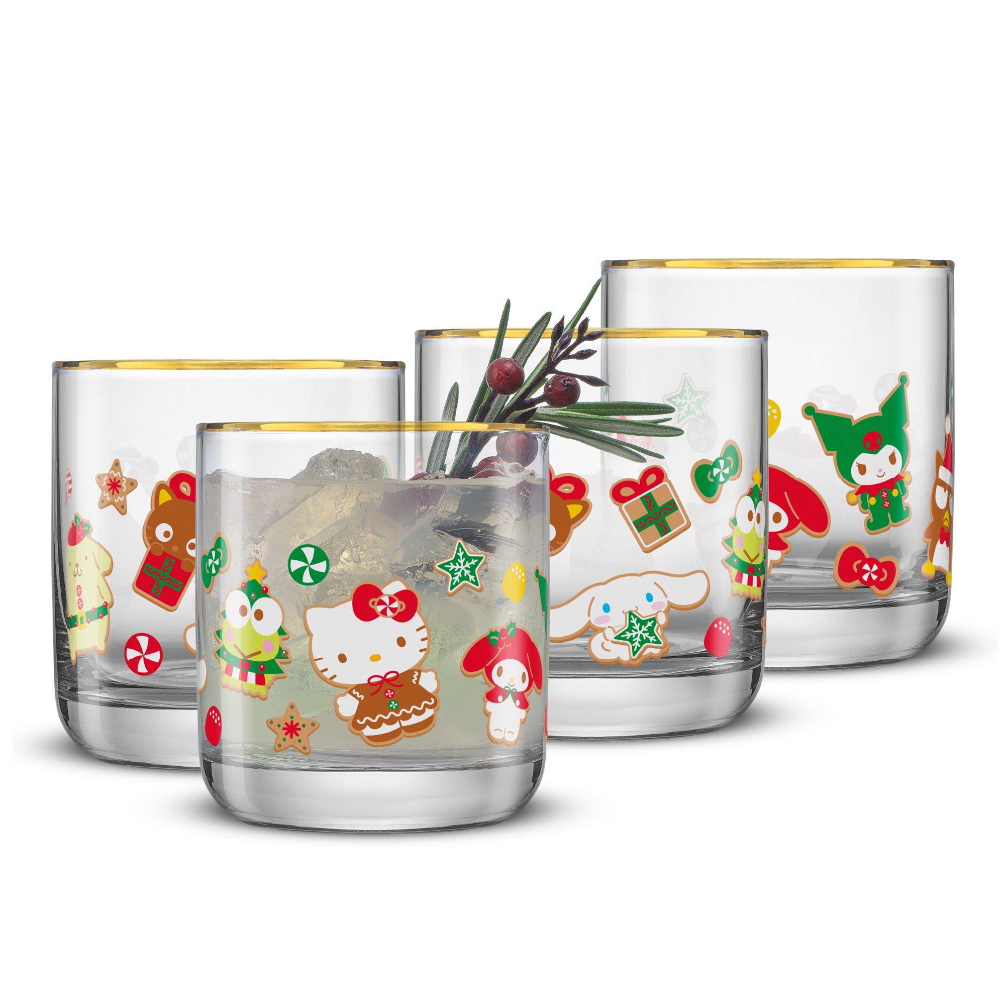 Hello Kitty and Friends Gingerbread Pals Short Glasses Home Goods JoyJolt