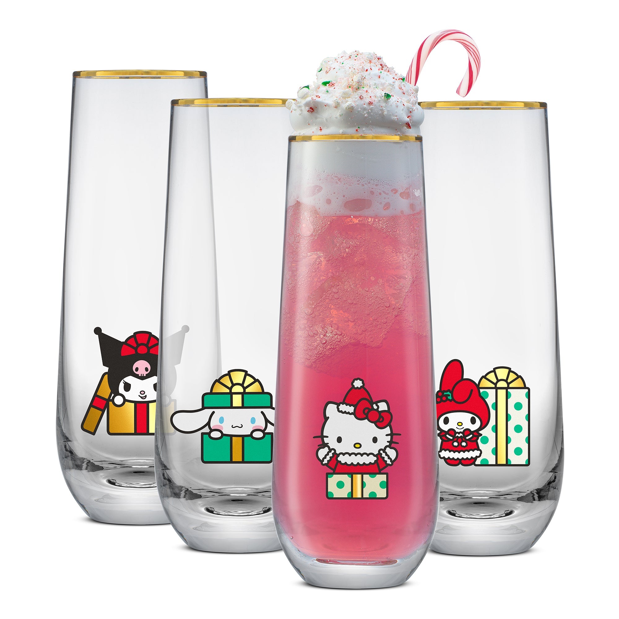 Hello Kitty and Friends Holiday Stemless Flutes Home Goods JoyJolt