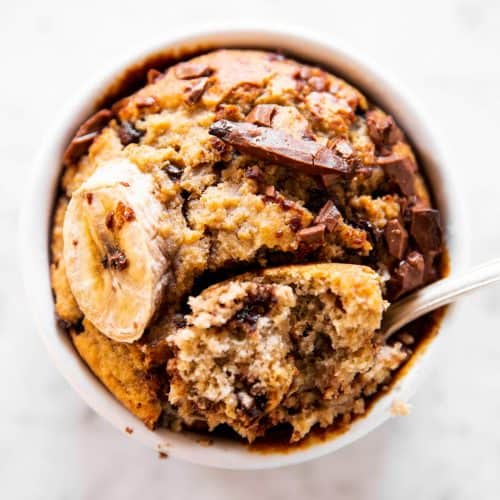 overhead close up photo of chocolate chip baked oats