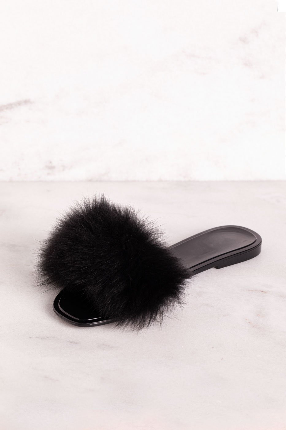 Black Fuzzy Slides