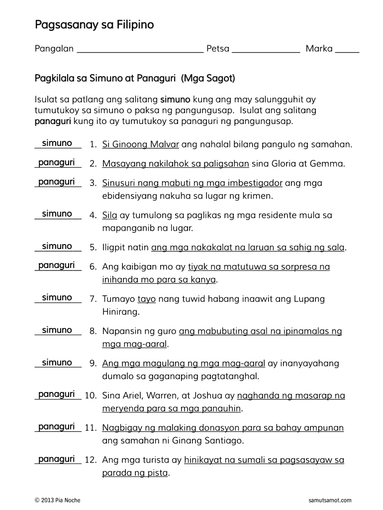 Bahagi Ng Pangungusap Worksheet | My XXX Hot Girl