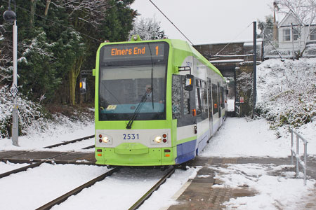 Croydon Tramlink in the Snow - Photo: © Ian Boyle, 6th January 2010