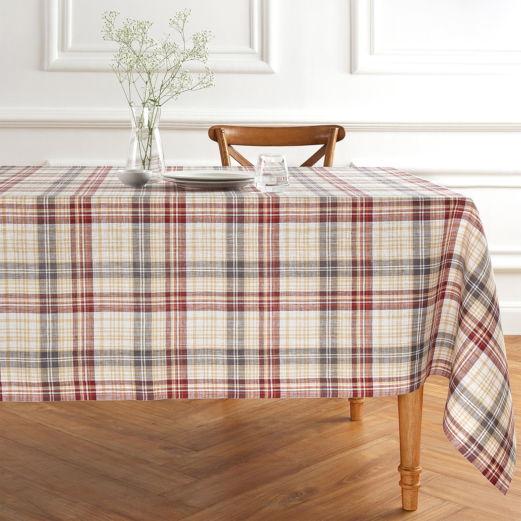 Fall Plaid Tablecloth | Holiday Table Cloth Linen By Solino Home