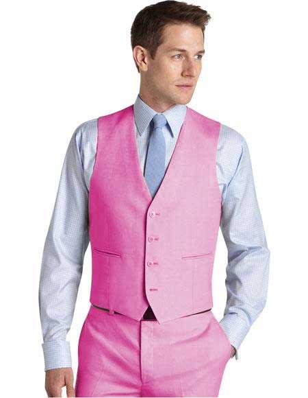 men's Suit Vest Pink