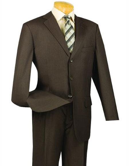 Mens Suit Single Breasted Blazer Notch Lapel Brown