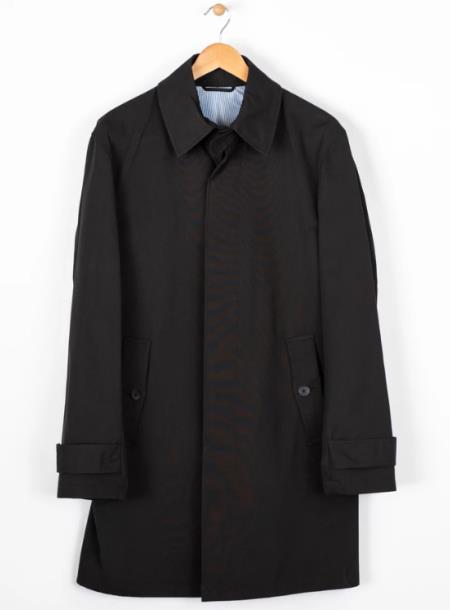 Mens Three Quarter Trench Coat Black