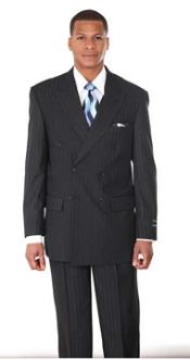  Double Breasted Pintstripe Suit Navy 