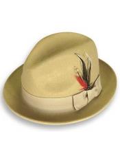  Mens Dress Hat Khaki 100% Wool