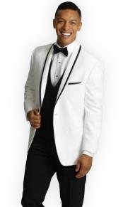   mens One Button Tuxedo Trimmed