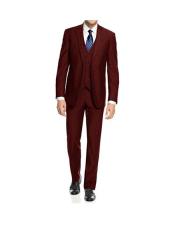   Caravelli Mens 3-Piece Burgundy Single