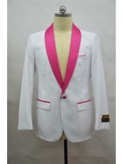  Mens Blazer  White ~ Fuschia