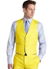  mens Suit Vest Yellow